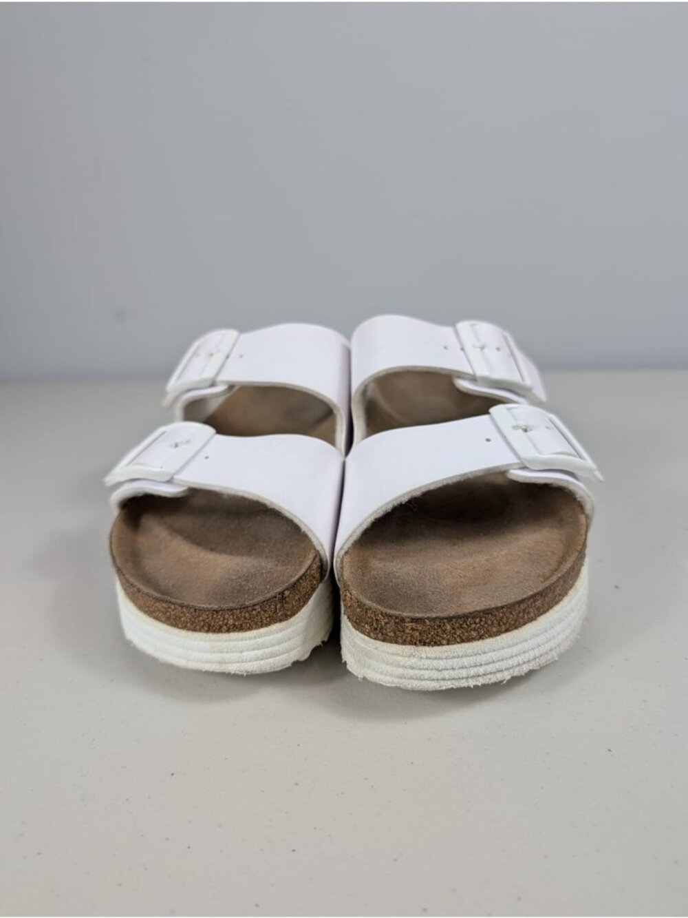 Birkenstock Papillio Arizona Grooved white sandals unisex size W7 M6